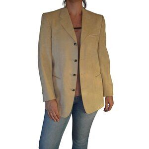 Westridge Tailored For Sheplers Beige Suede Blazer Men's L Single-Breasted With